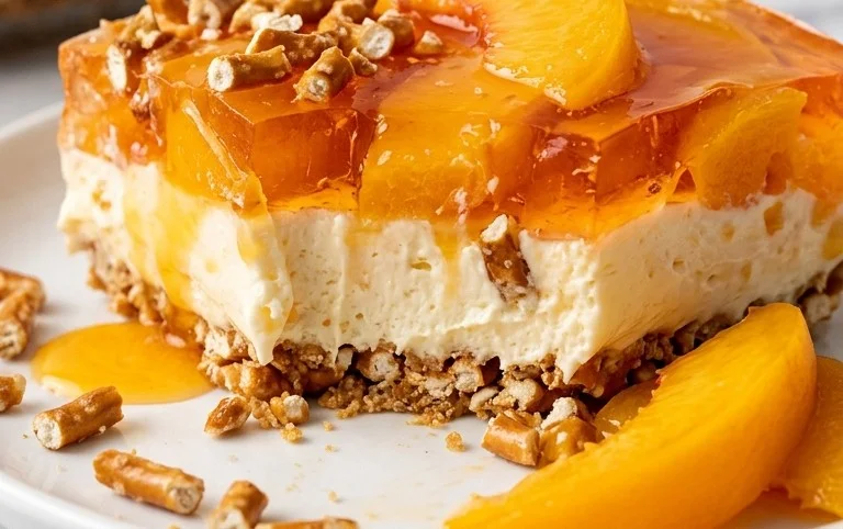 Peach Pretzel Salad Dessert