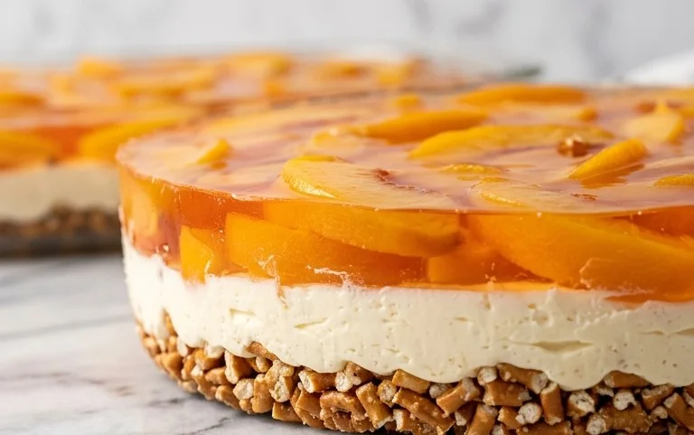 Peach Pretzel Salad Dessert