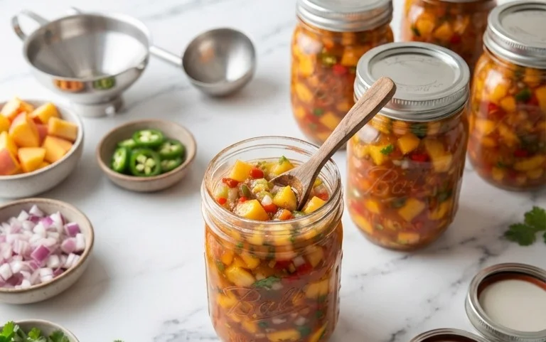 Sweet & Spicy Peach Salsa Canning Recipe