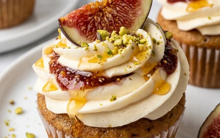 Fig Cupcakes with Honey Cream Cheese Frosting