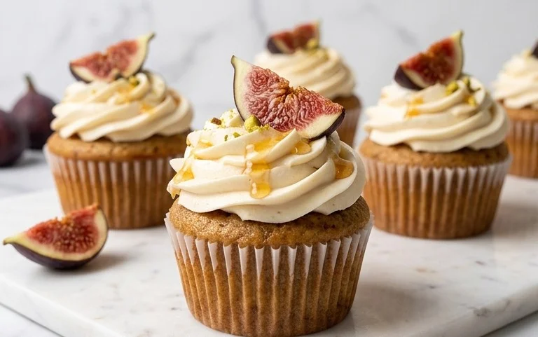 Fig Cupcakes with Honey Cream Cheese Frosting
