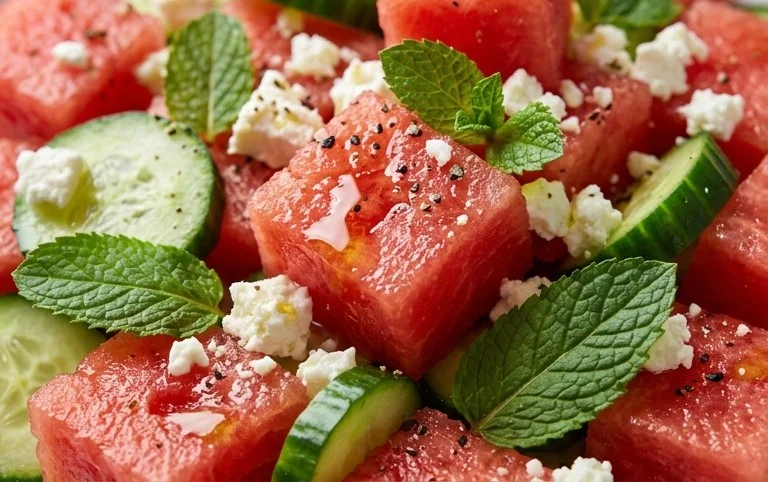 Watermelon Salad with Cucumber and Feta