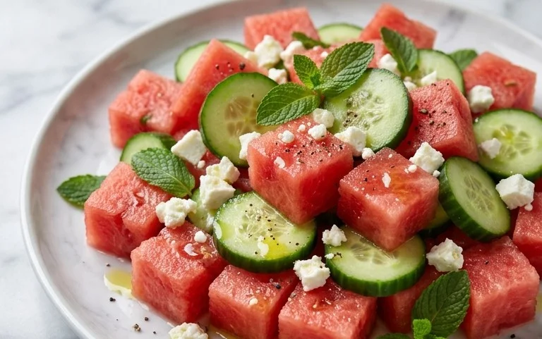 Watermelon Salad with Cucumber and Feta