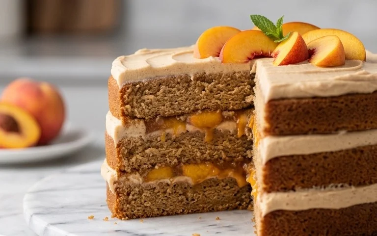 Brown Sugar Layer Cake with Peach Filling