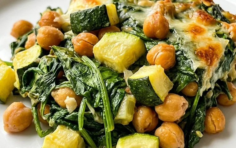 Spinach Zucchini Chickpea Bake