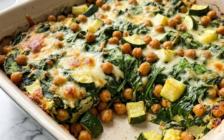Spinach Zucchini Chickpea Bake